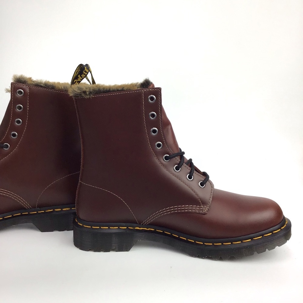 Dr. Martens 1460 Serena Aburzzo Lug Sole Lace-up Faux Fur Lined Leather Boots 10 - Picture 5 of 10